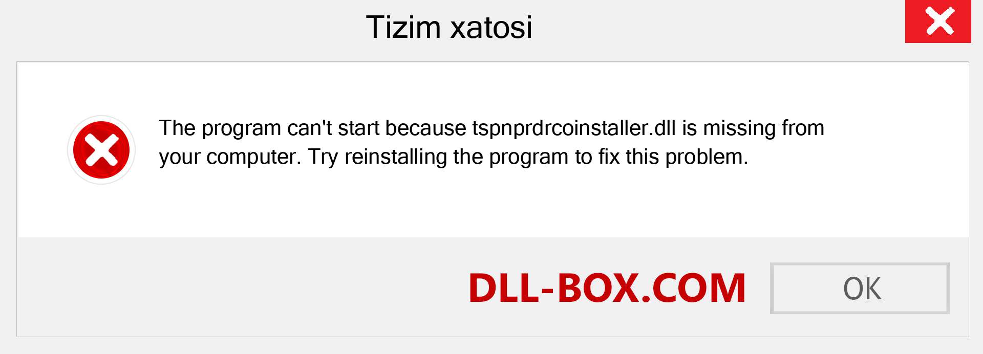 tspnprdrcoinstaller.dll fayli yo'qolganmi?. Windows 7, 8, 10 uchun yuklab olish - Windowsda tspnprdrcoinstaller dll etishmayotgan xatoni tuzating, rasmlar, rasmlar